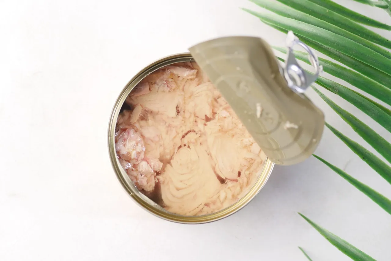 An open can of tuna.