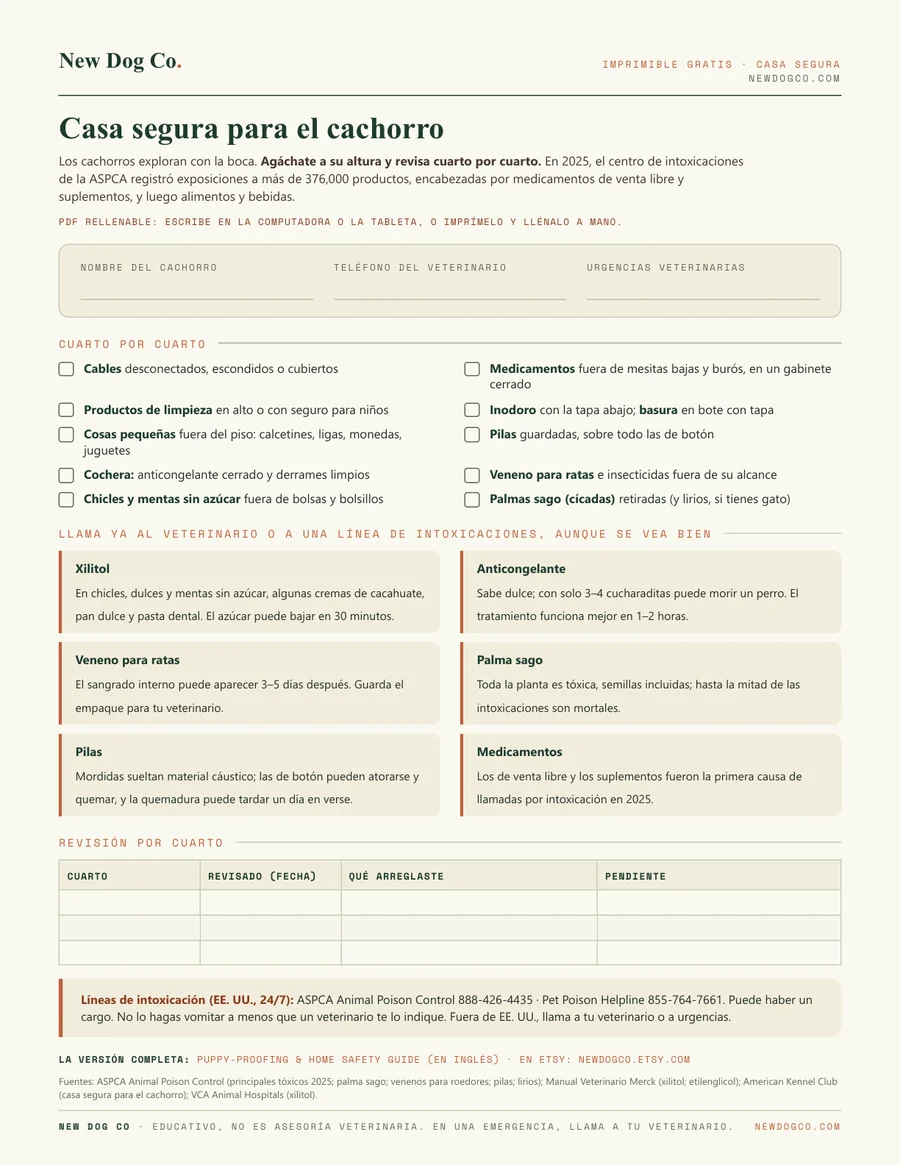 Casa segura para el cachorro: vista previa del PDF imprimible