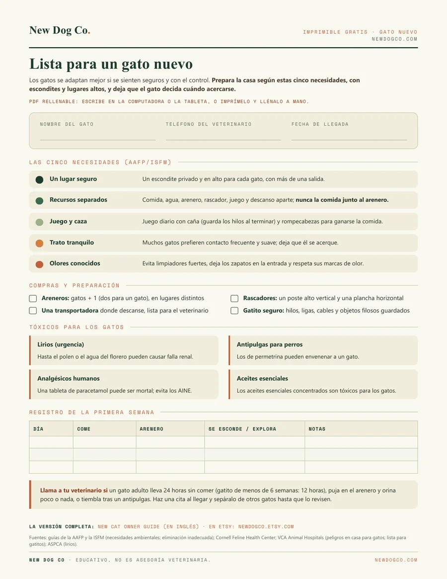 Lista para un gato nuevo: vista previa del PDF imprimible