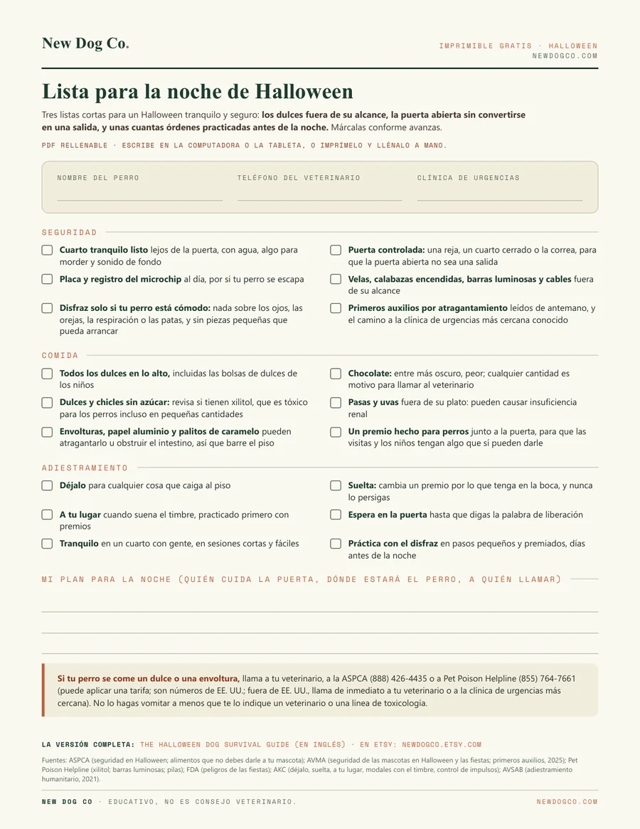 Lista para la noche de Halloween: vista previa del PDF imprimible