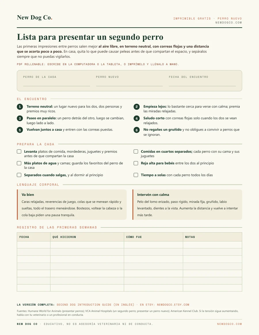 Lista para presentar un segundo perro: vista previa del PDF imprimible