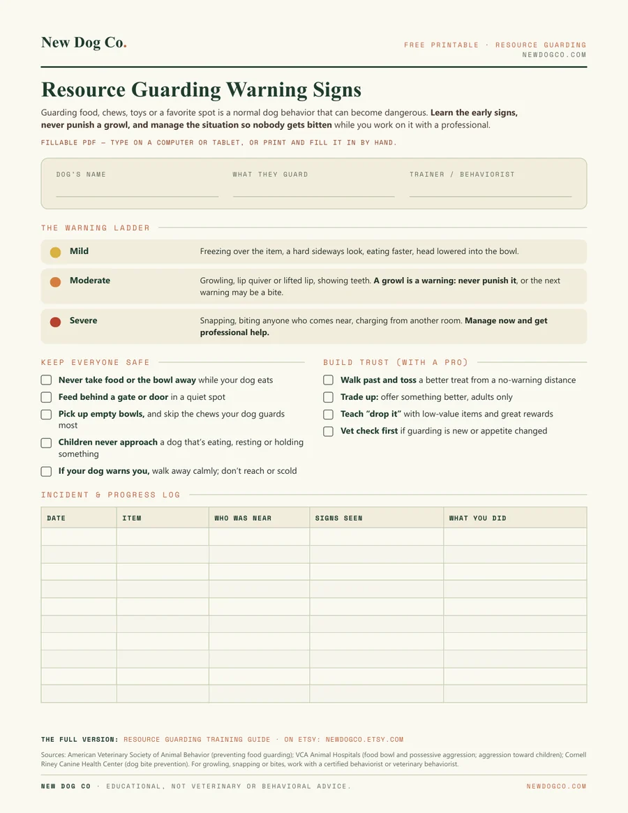 Resource Guarding Warning Signs — free printable PDF preview