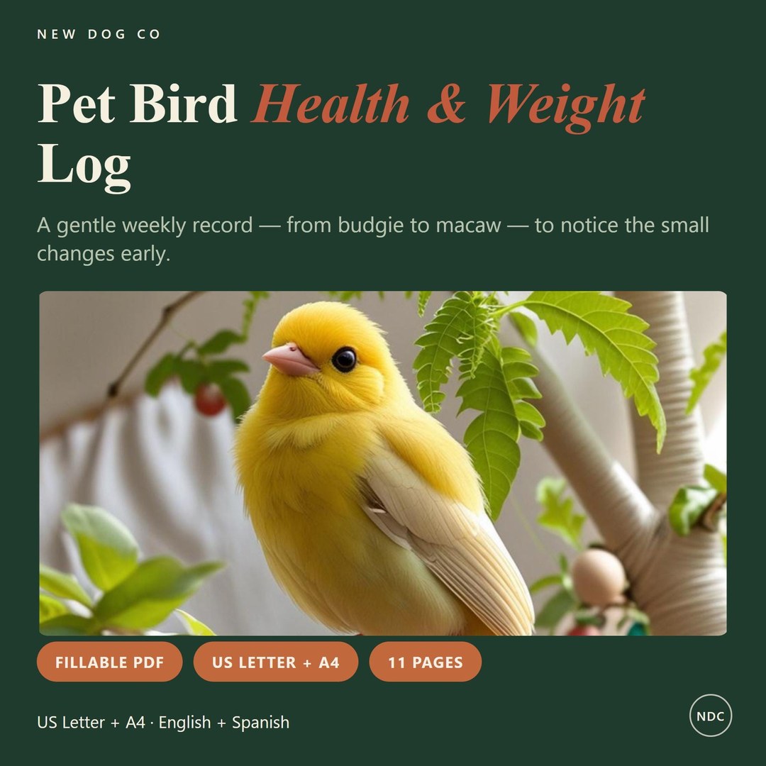 Pet Bird Health & Weight Log