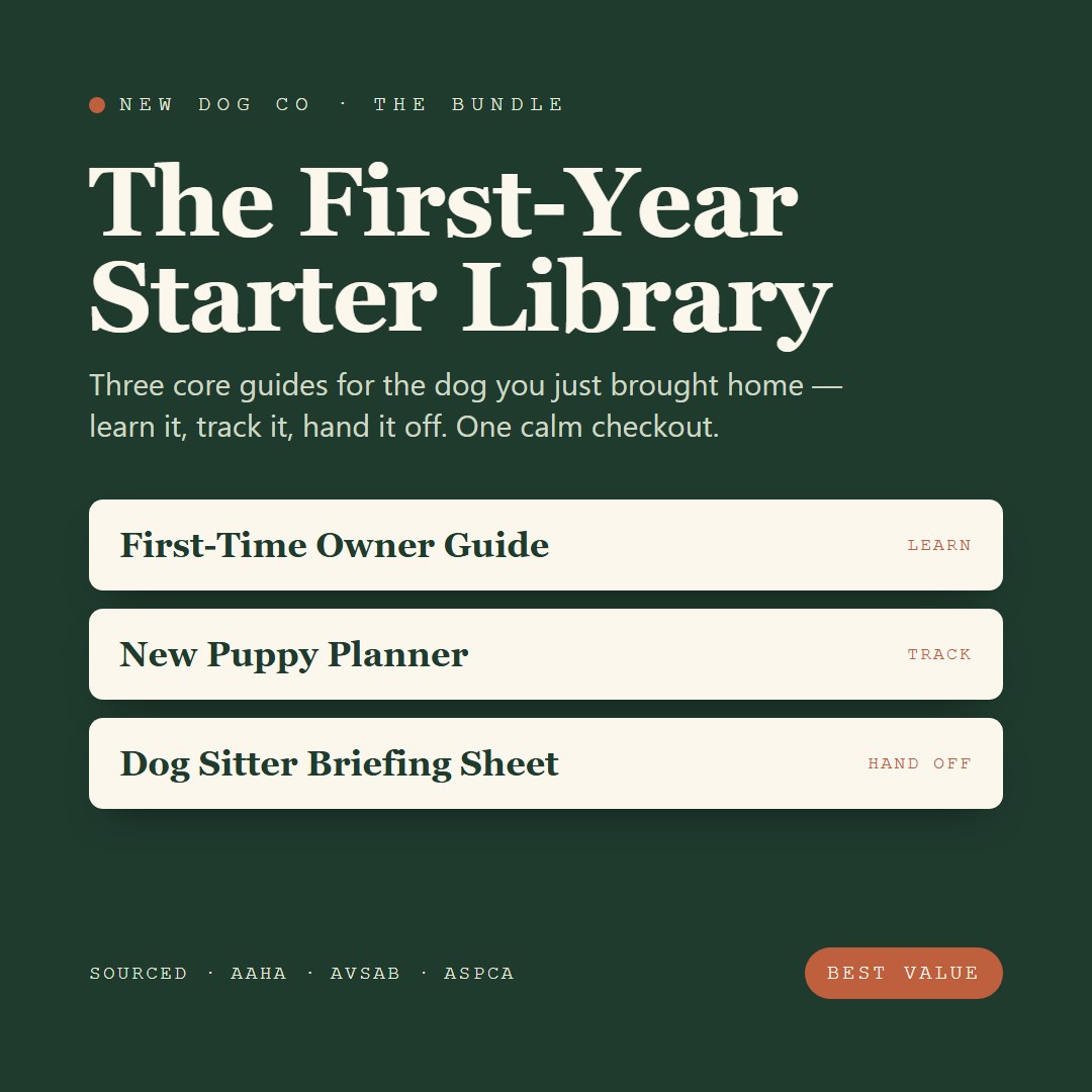 The First-Year Starter Library — First-Time Owner Guide, New Puppy Planner and Dog Sitter Briefing Sheet in one bundle